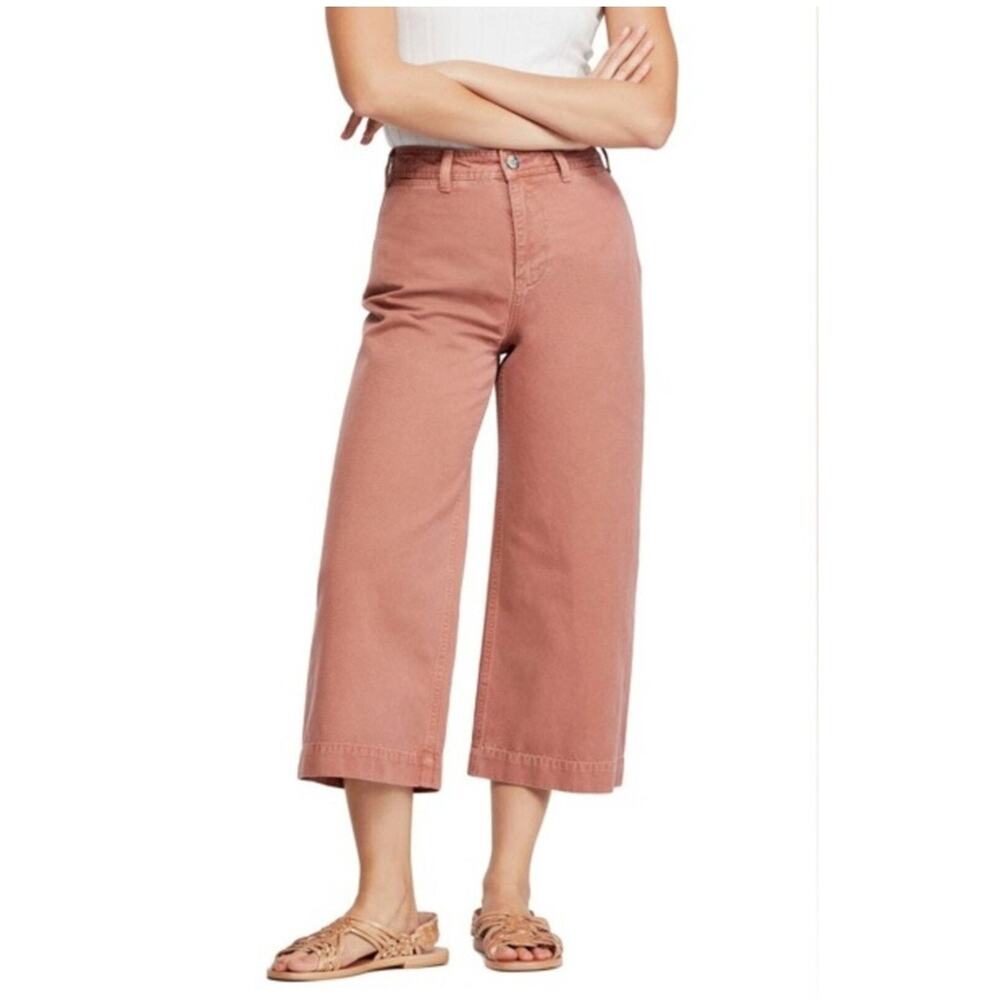 Free People We The Free Patti Rose Pink Cotton Wide Leg Crop Pants 26